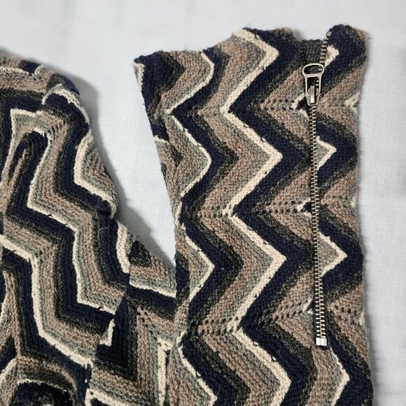 Free People Rhiannon Chevron Women Wool Blend Sweater Dress Size L V Neck Long/S - Picture 8 of 14
